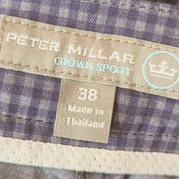 Peter Millar Shorts Blue Checkered Sz 38 - Picture 6 of 8